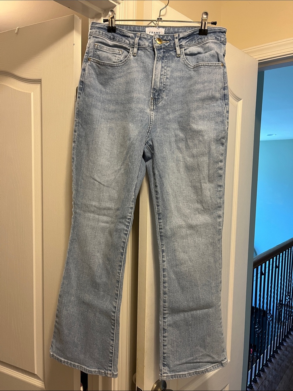 Frame Denim Light Wash Flare Jeans - Pale Blue